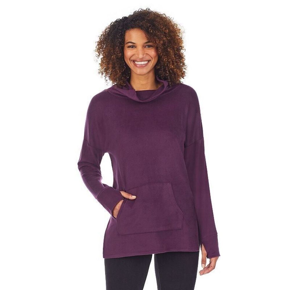 Cuddl Duds Fleece Stretch Funnel-Neck Tunic XS Extra Small Boysenberry Purple